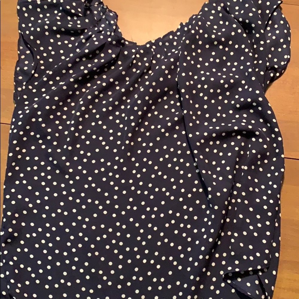 Nave blue polka dot blouse